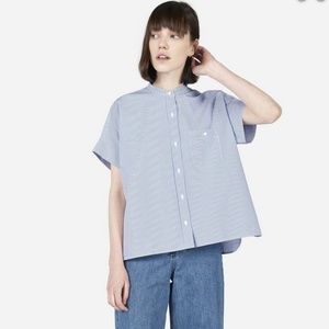 Everlane Striped Cotton Poplin Short Sleeve Shirt